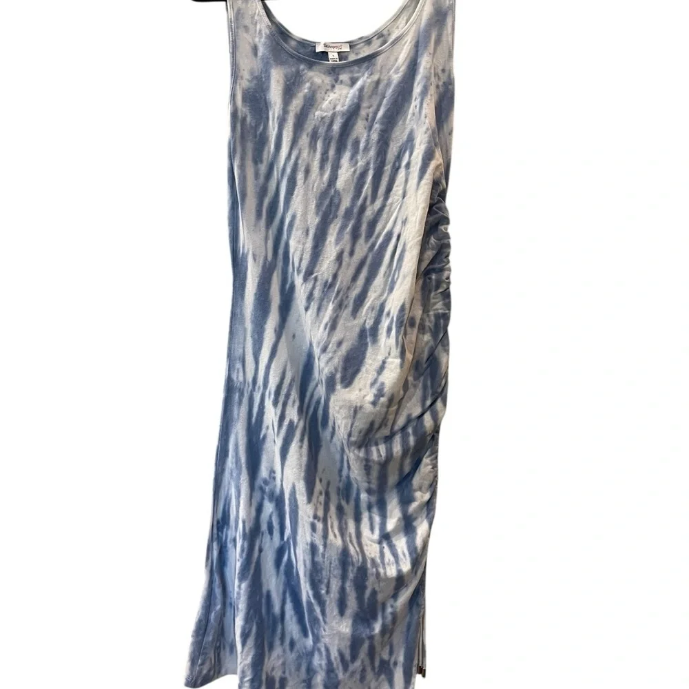 Skinnygirl Connie Women’s Side Ruched Midi Tank Dress Blue Tie Dye Size: Large - Picture 4 of 13